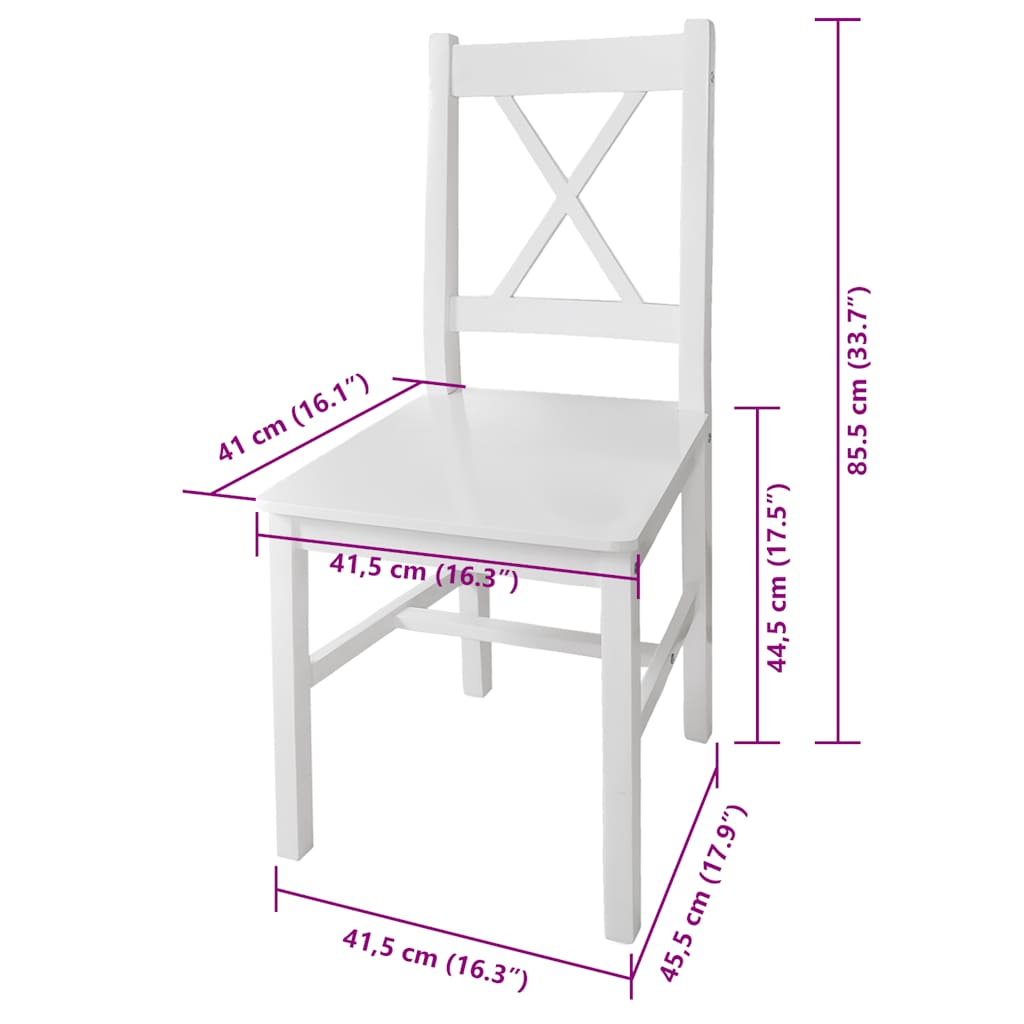 Dining chairs, 4 pcs., white, pine wood