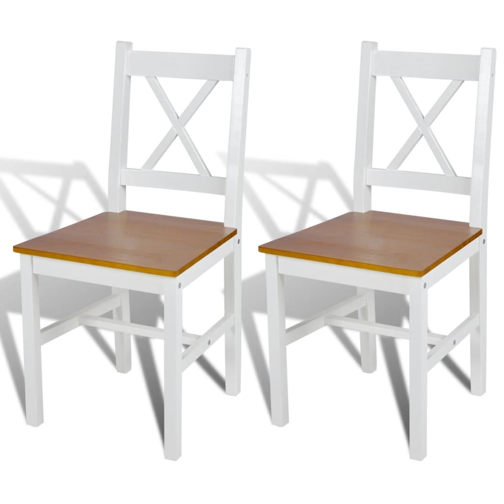 Dining chairs, 2 pcs, white, pine wood