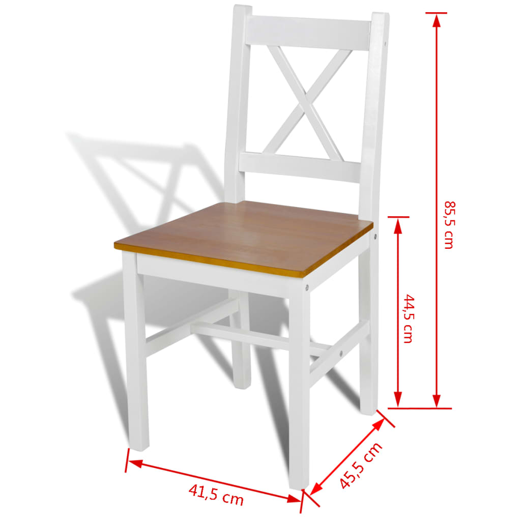 Dining chairs, 2 pcs, white, pine wood