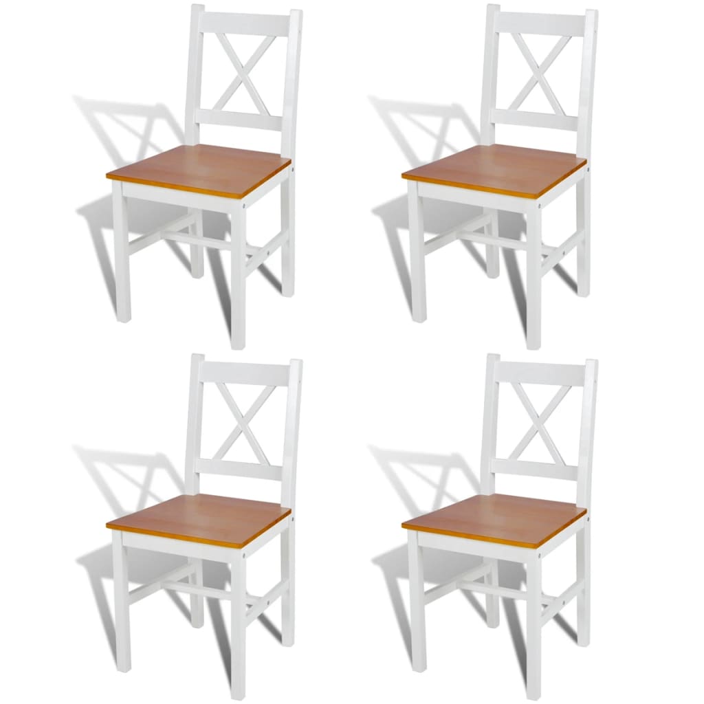 Valgomojo kėdės, 4 vnt., baltos, pušies mediena