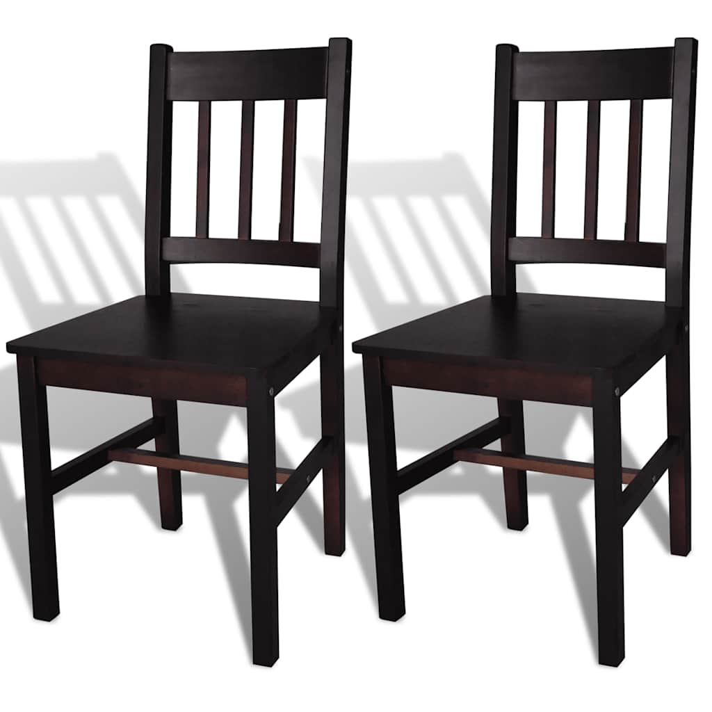 Dining chairs, 2 pcs., dark brown, pine wood