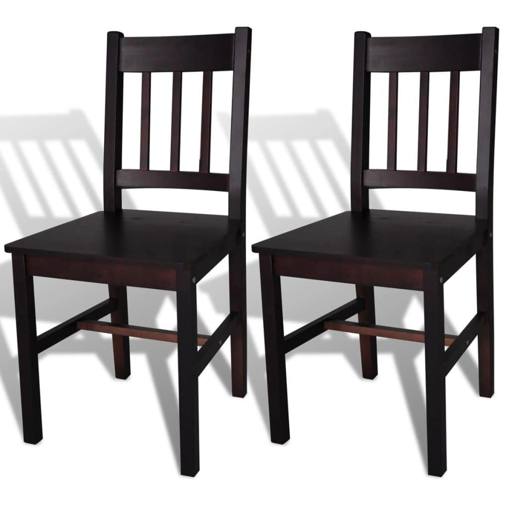 Dining chairs, 2 pcs., dark brown, pine wood