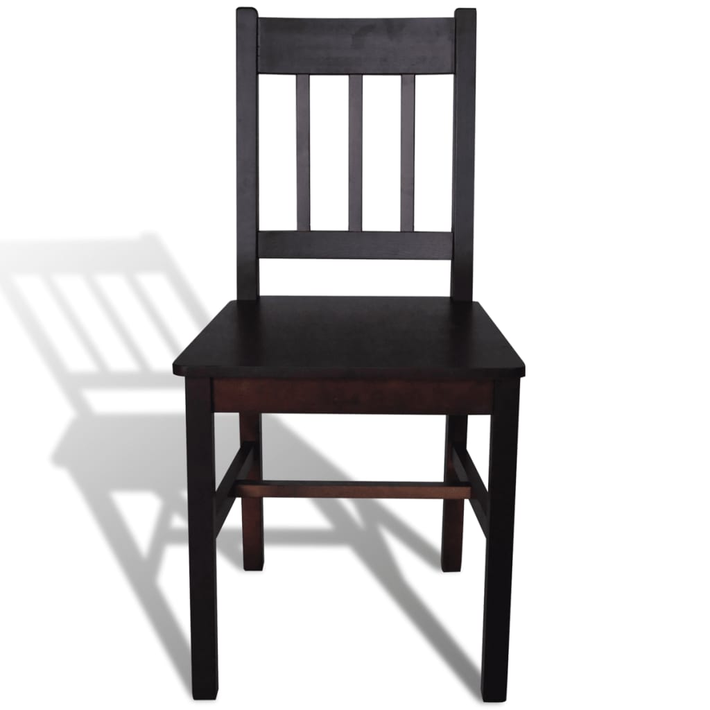 Dining chairs, 2 pcs., dark brown, pine wood