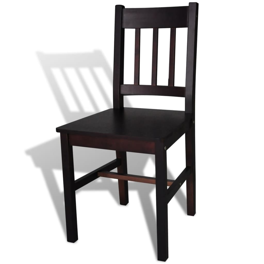Dining chairs, 2 pcs., dark brown, pine wood