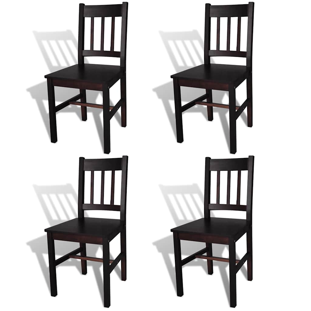 Dining chairs, 4 pcs., dark brown, pine wood