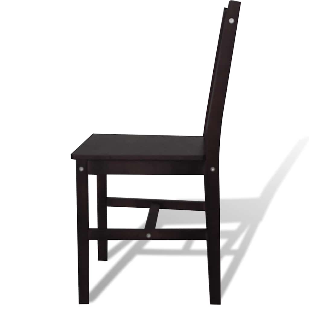 Dining chairs, 4 pcs., dark brown, pine wood