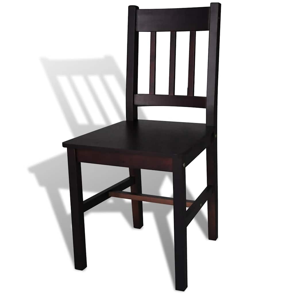 Dining chairs, 4 pcs., dark brown, pine wood