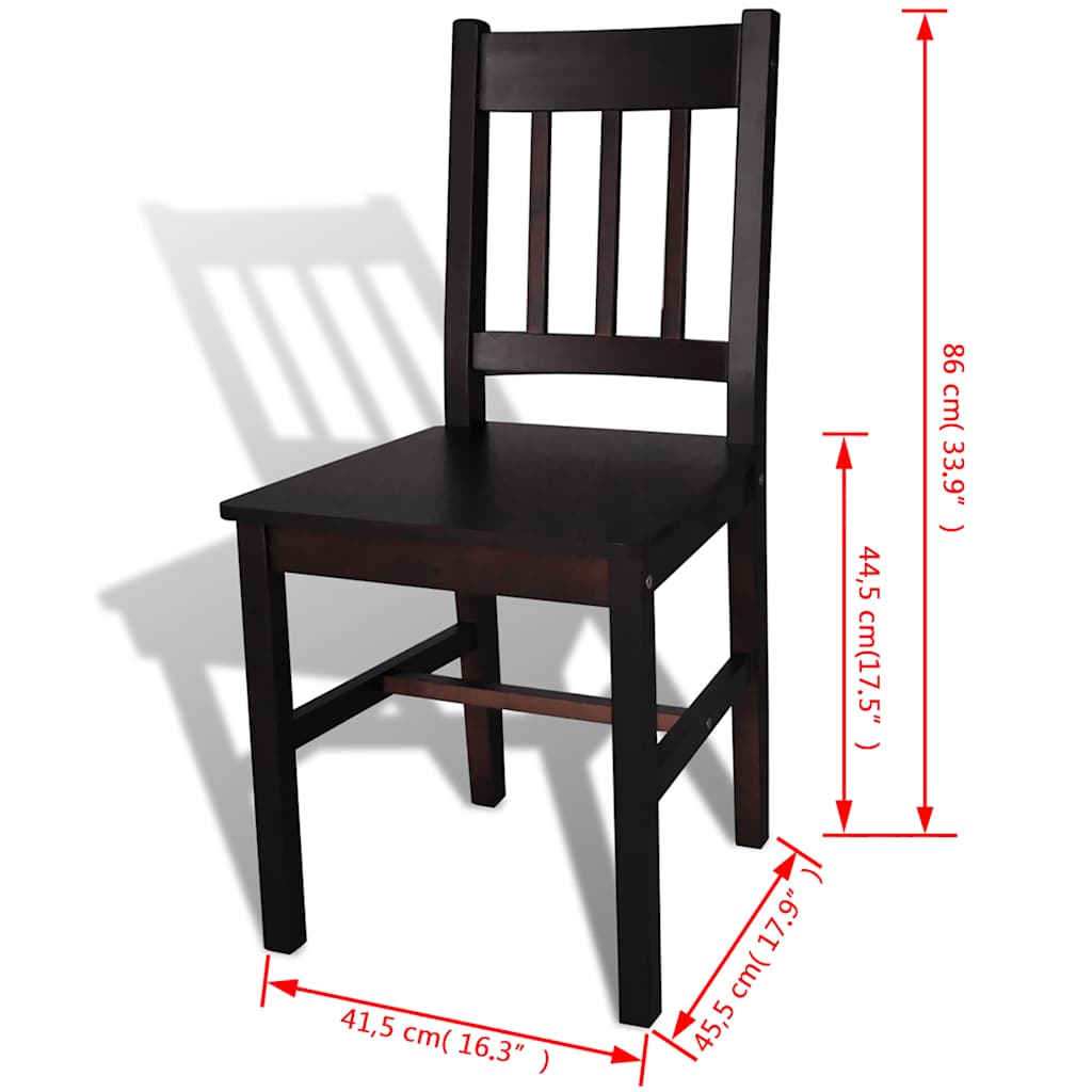 Dining chairs, 4 pcs., dark brown, pine wood