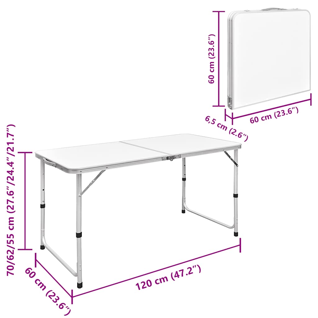 Sulankstomo stovyklavimo stalo ir 4 kėdžių komplektas, 120x60cm