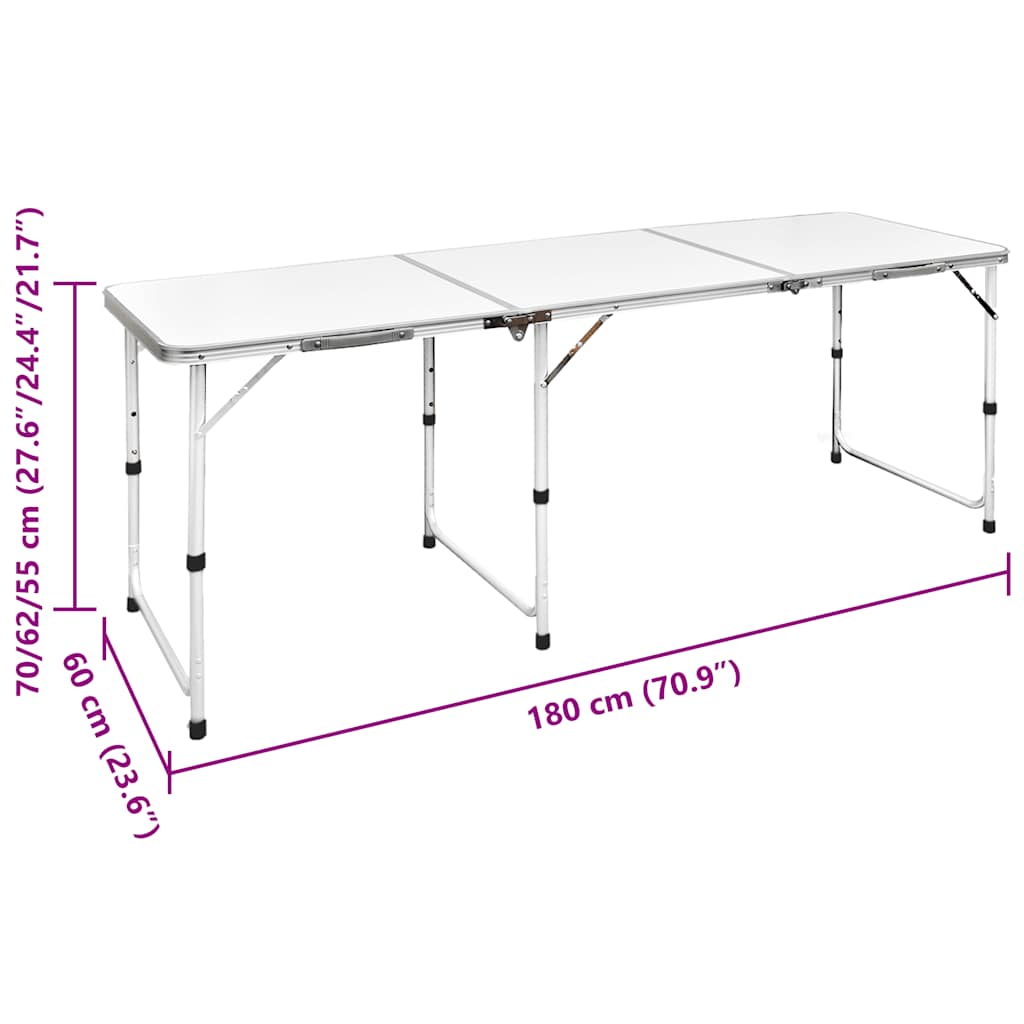 Saliekams kempinga galds un 6 krēsli, 180x60cm