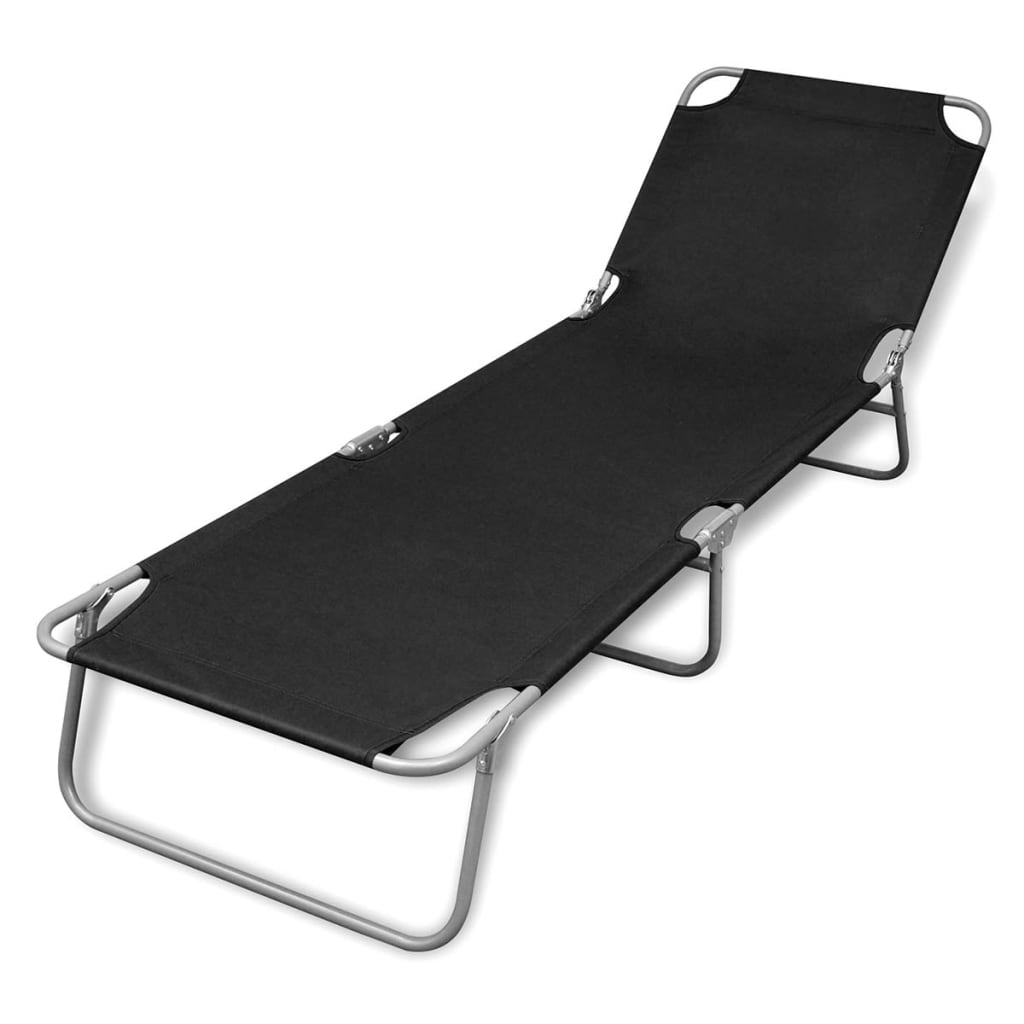 Folding sun lounger, steel, black