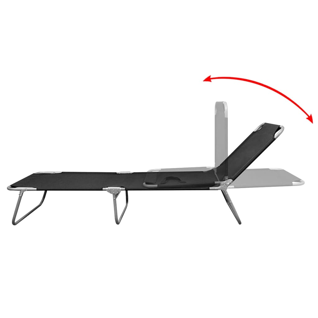 Folding sun lounger, steel, black