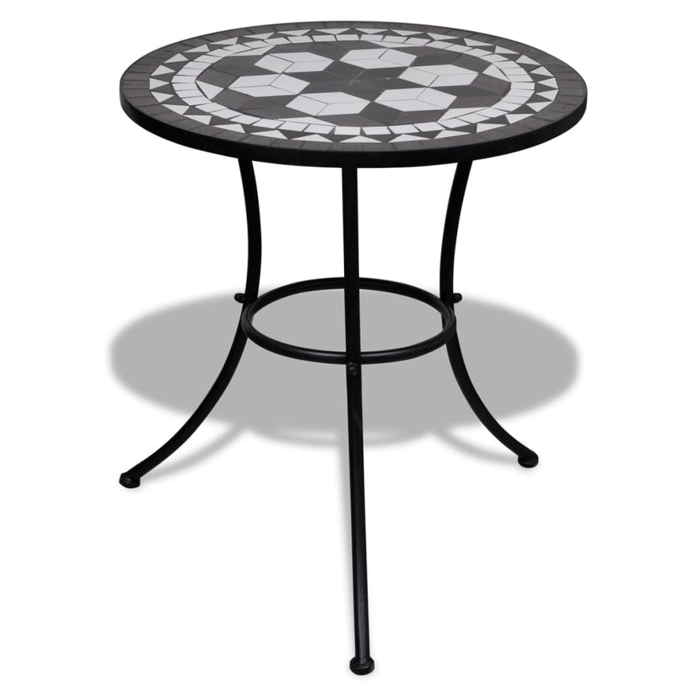 Bistro table, black and white, 60cm, mosaic pattern