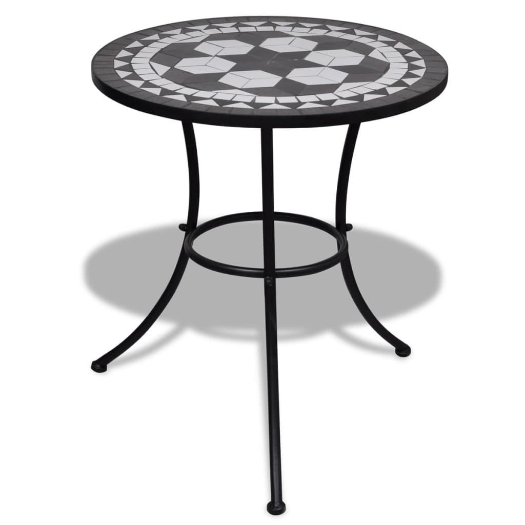 Bistro galds, melnbalts, 60cm, mozaīkas raksts
