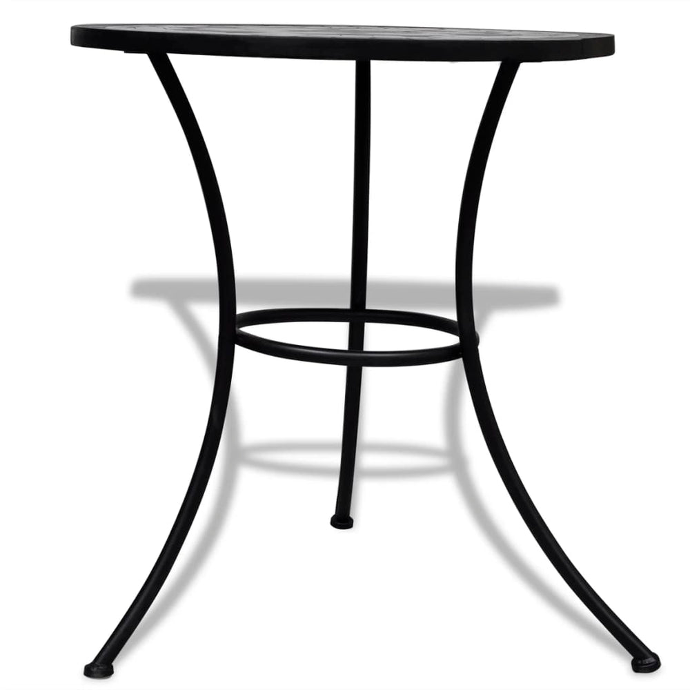 Bistro table, black and white, 60cm, mosaic pattern