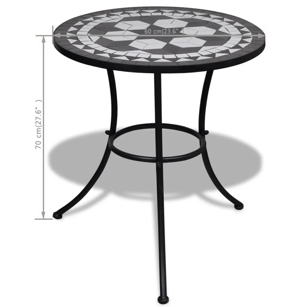 Bistro galds, melnbalts, 60cm, mozaīkas raksts