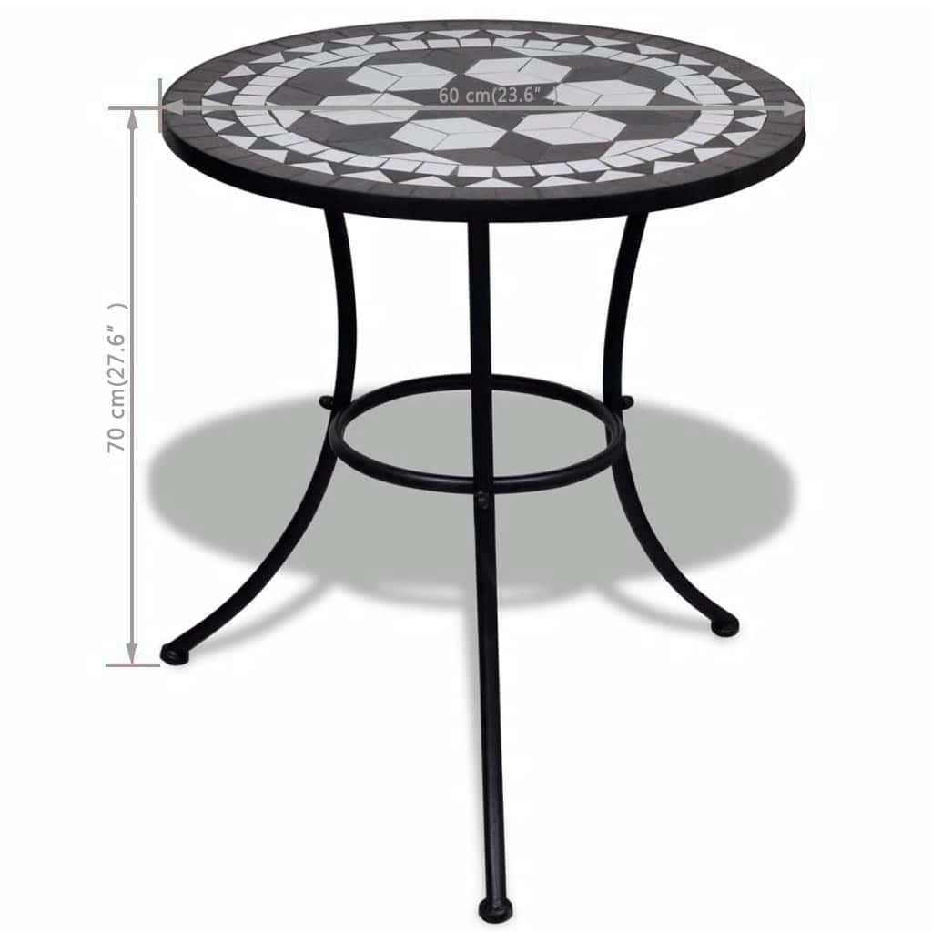 Bistro galds, melnbalts, 60cm, mozaīkas raksts