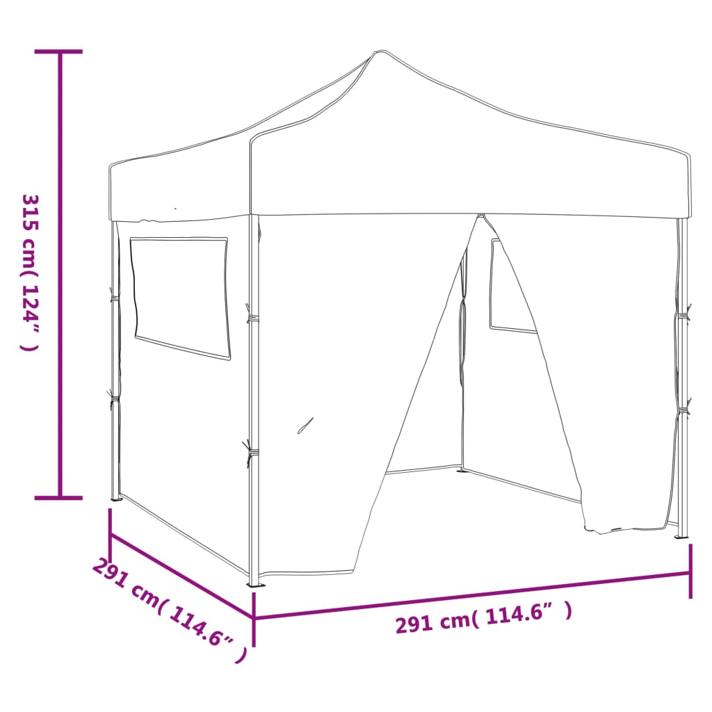 Sulankstomas paviljonas, žalias, 3 x 3 m, 4 sienelės