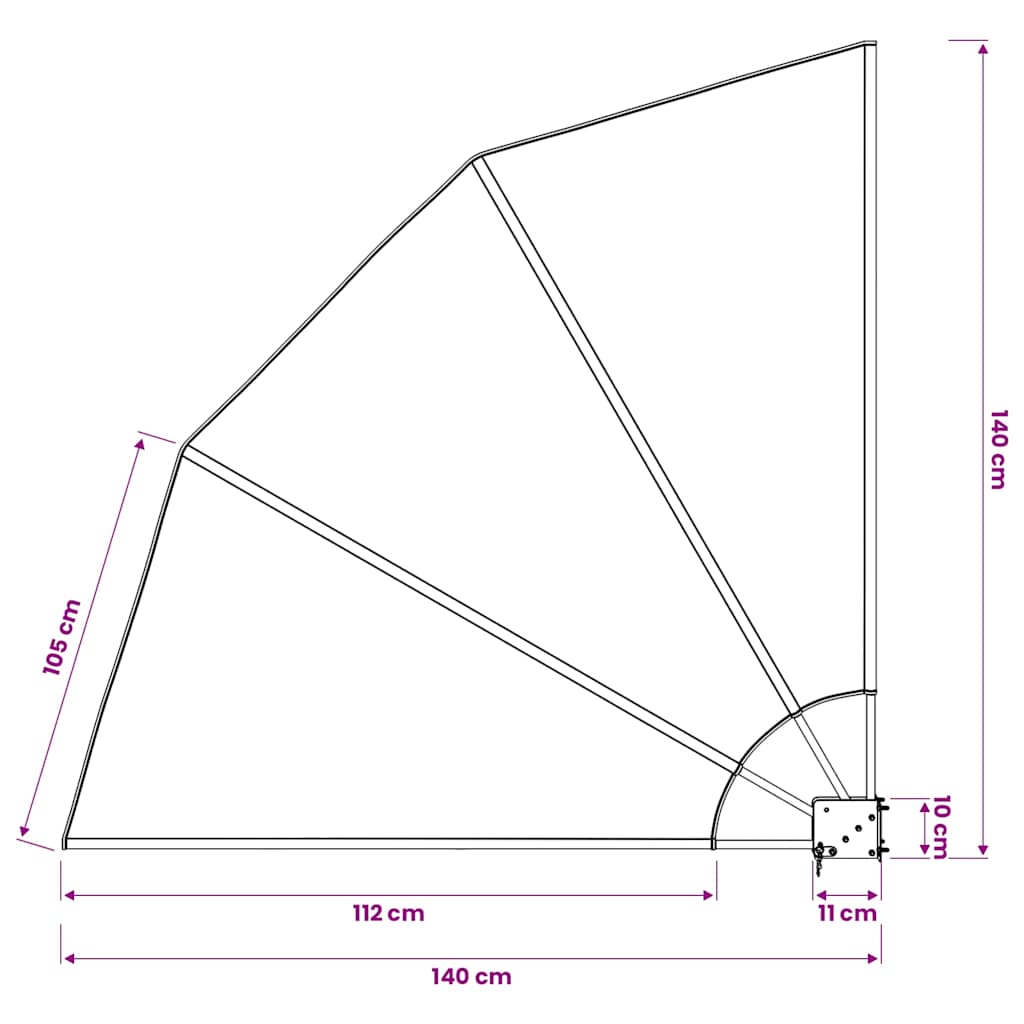 Retractable side awning for balcony, gray, 140x140cm