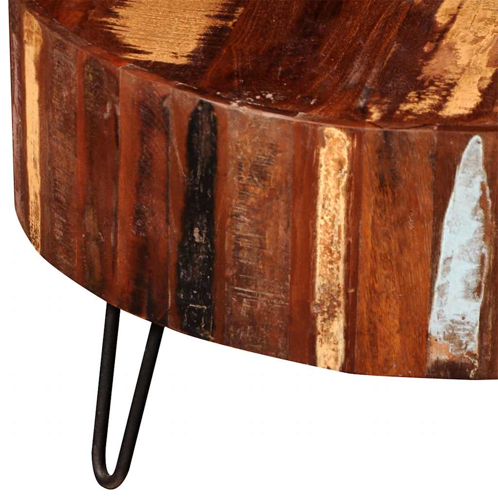 Round reclaimed solid wood coffee table