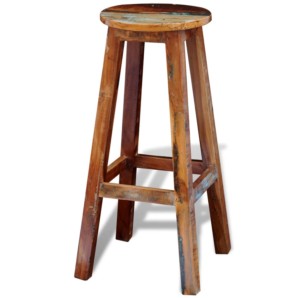 Bar stool, reclaimed solid wood