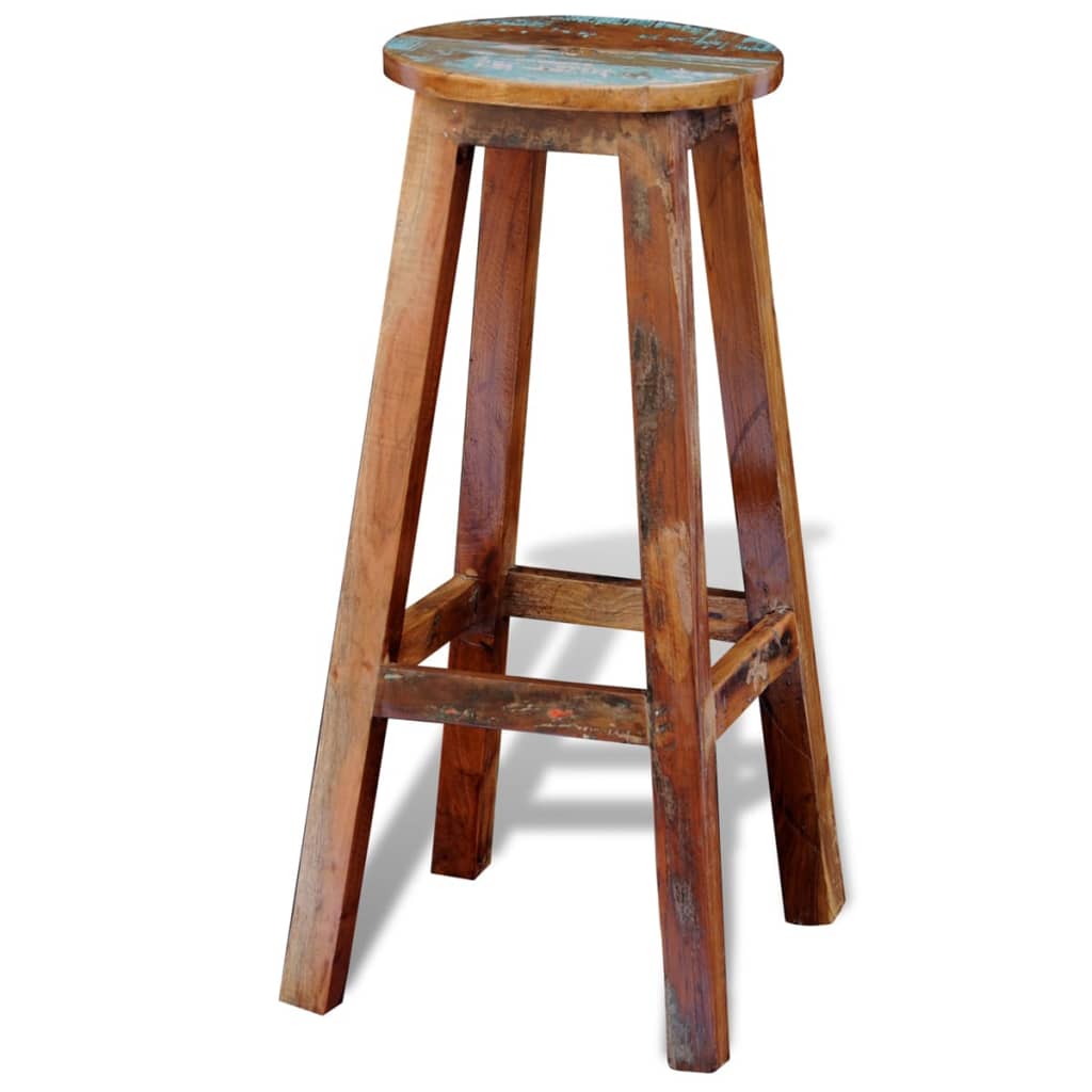 Bar stool, reclaimed solid wood