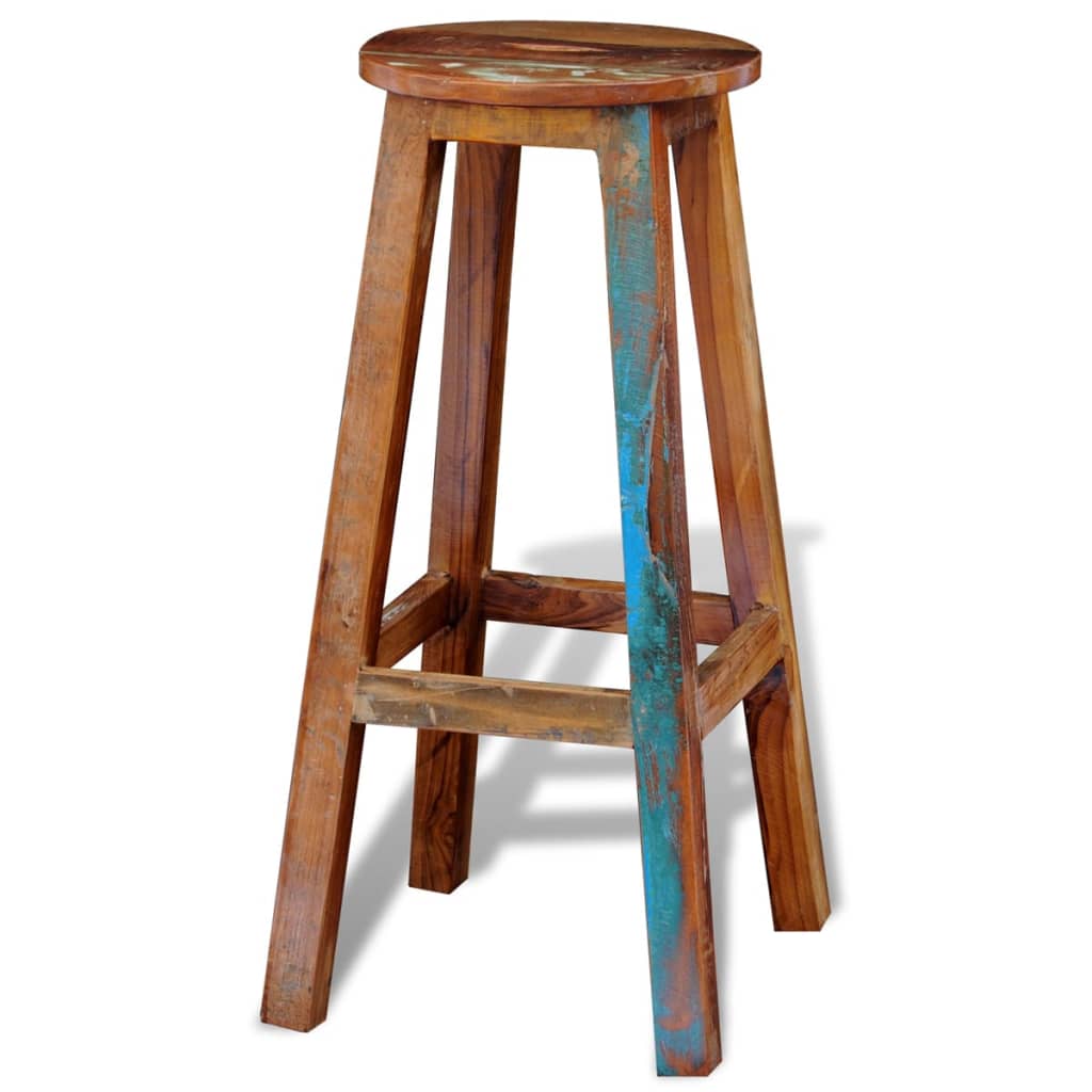 Bar stool, reclaimed solid wood