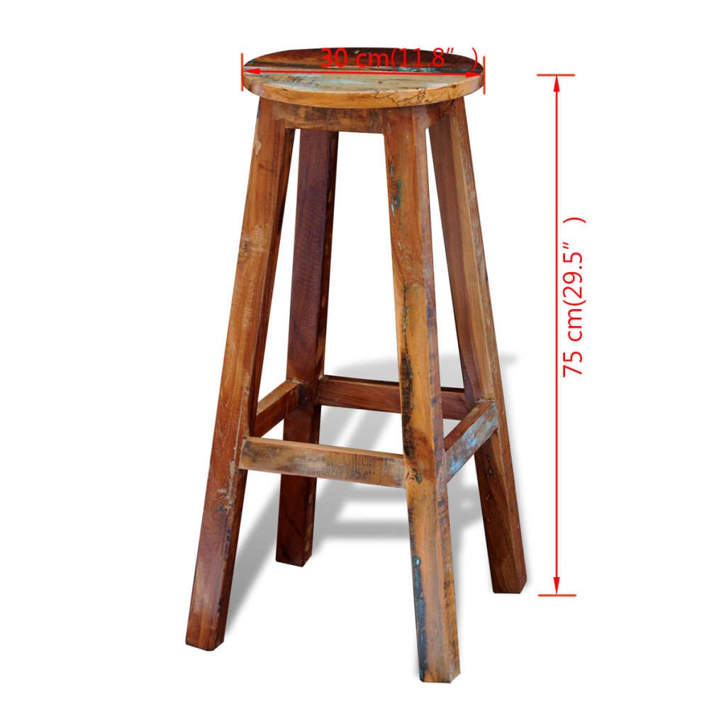 Bar stool, reclaimed solid wood