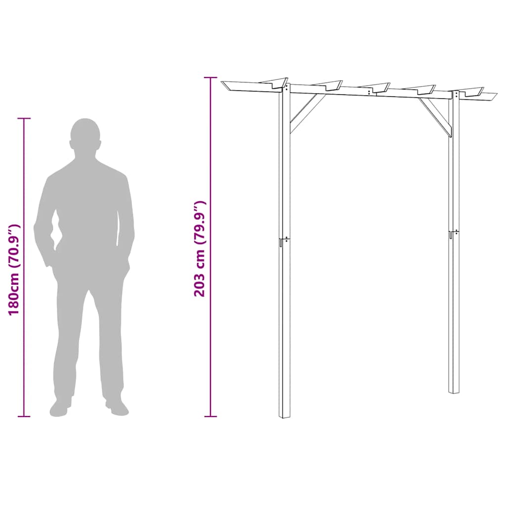 Garden pergola, 205x40x203cm, wood