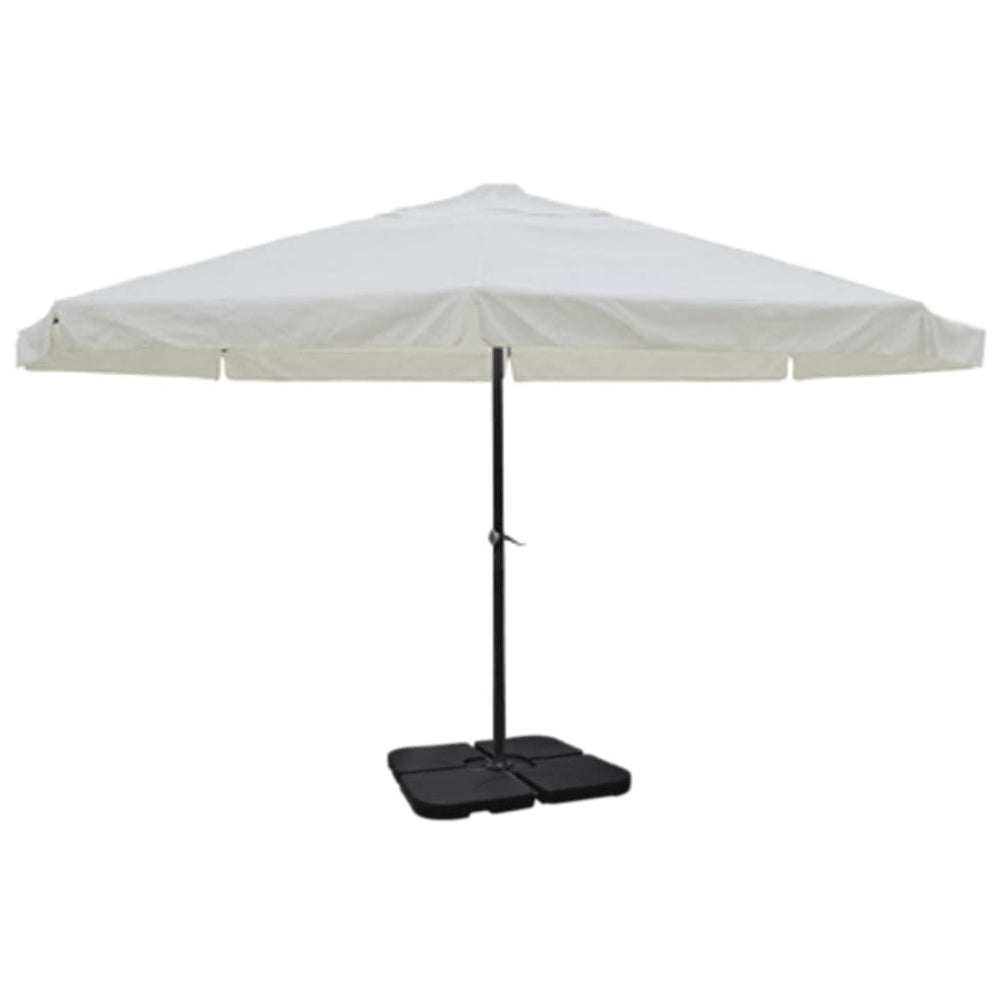 Garden parasol with portable base, white, aluminum