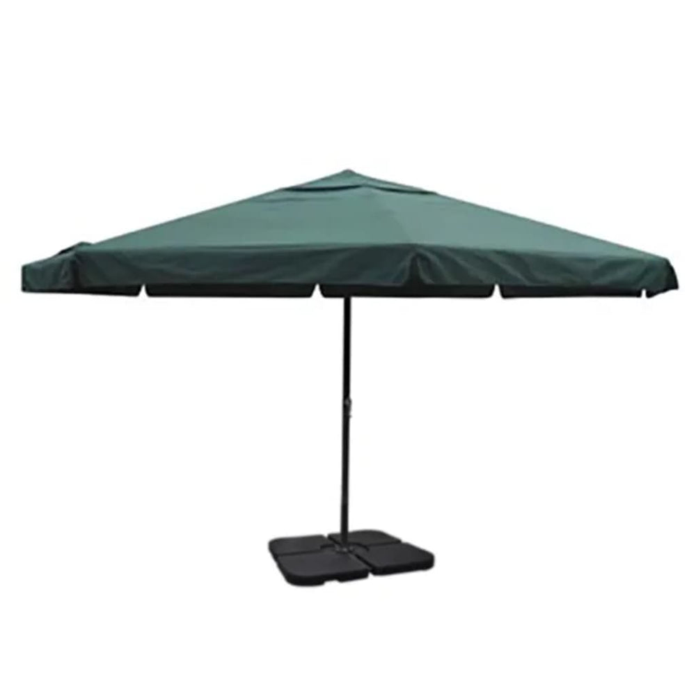 Garden Parasol with Portable Base, Green, Aluminium