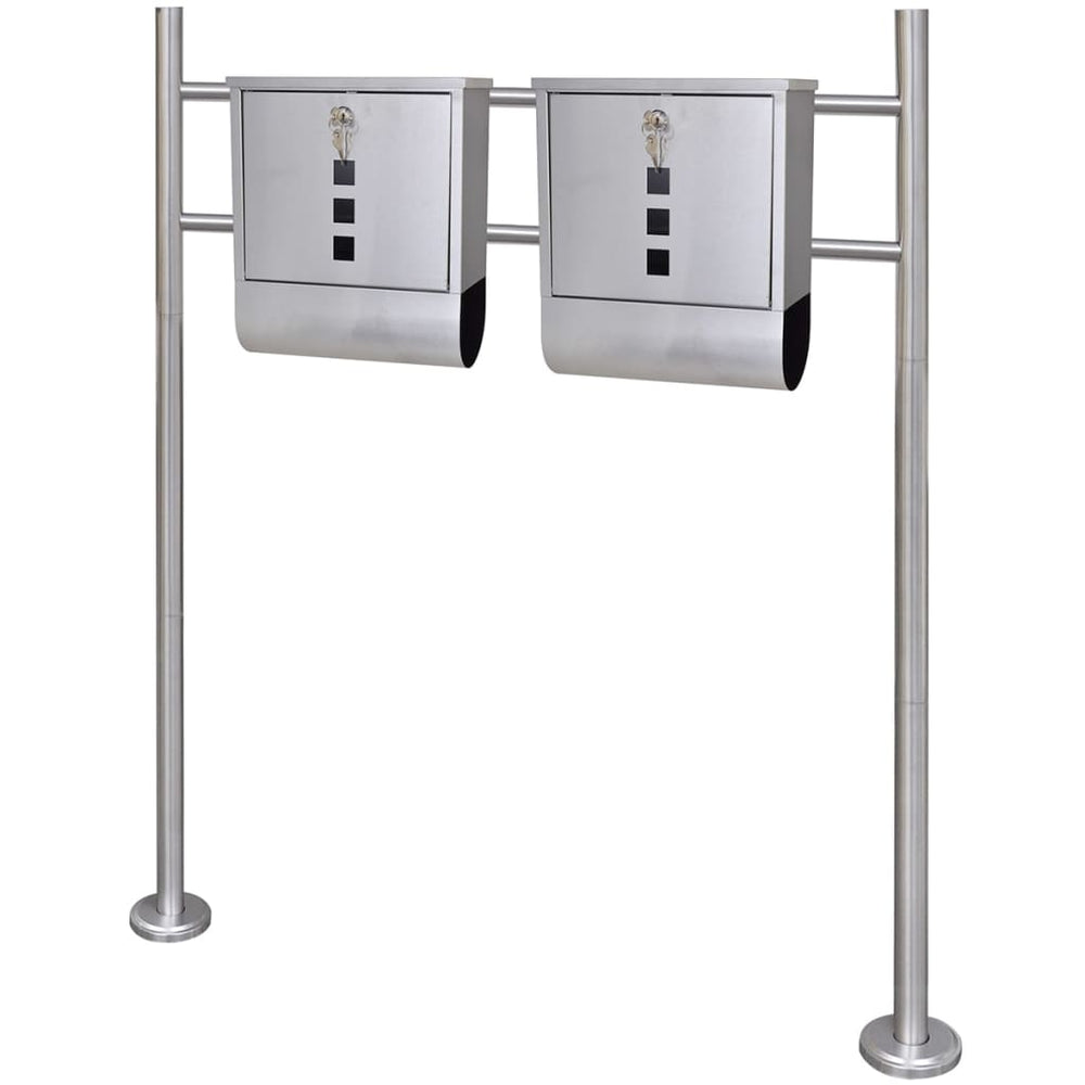 Two Post Boxes with Stand, Stainless Steel