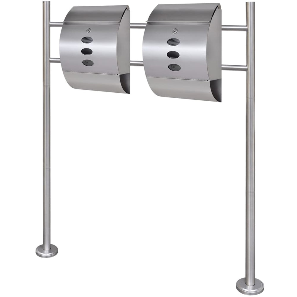 Two Post Boxes with Stand, Stainless Steel