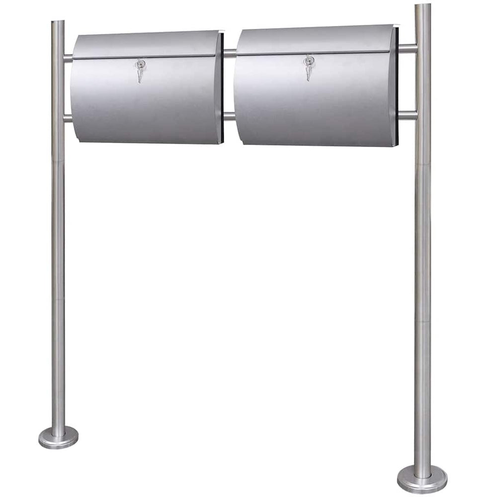 Two Mailboxes with Stand, Stainless Steel
