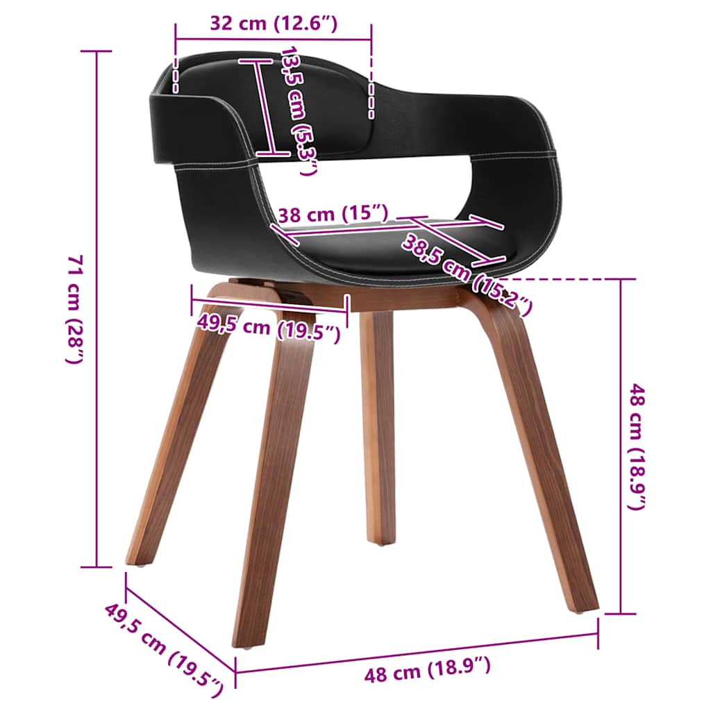 Dining chair with beech legs, faux leather