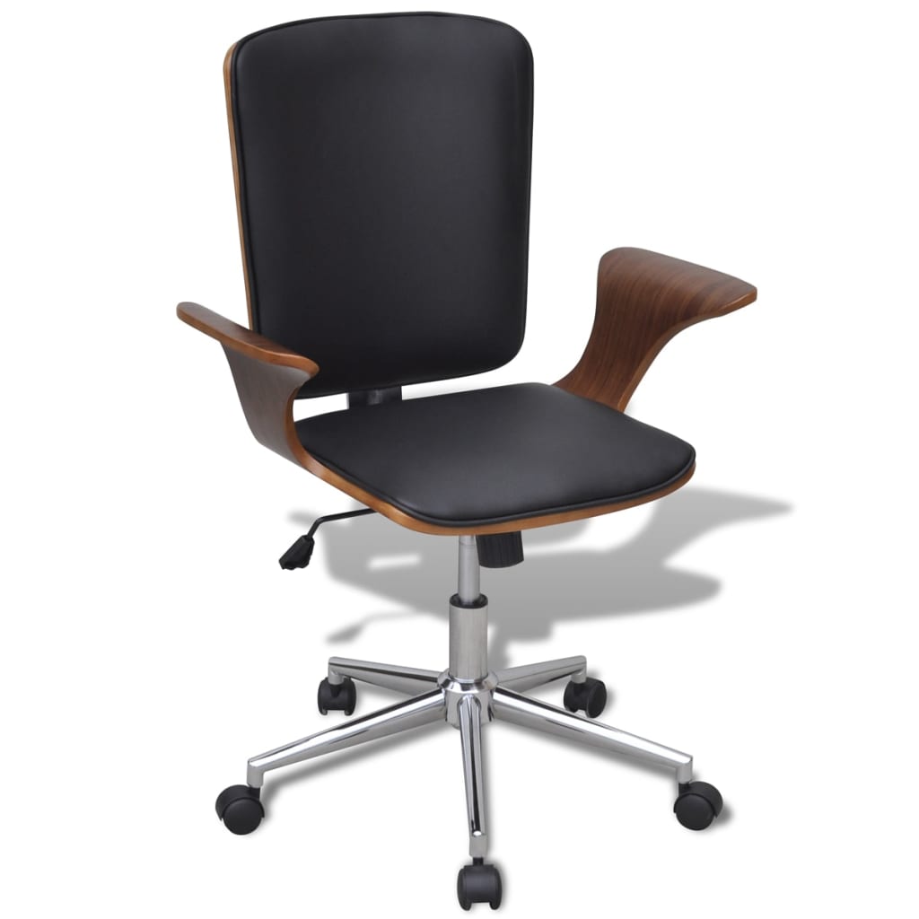Swivel Office Chair, Bentwood and Faux Leather
