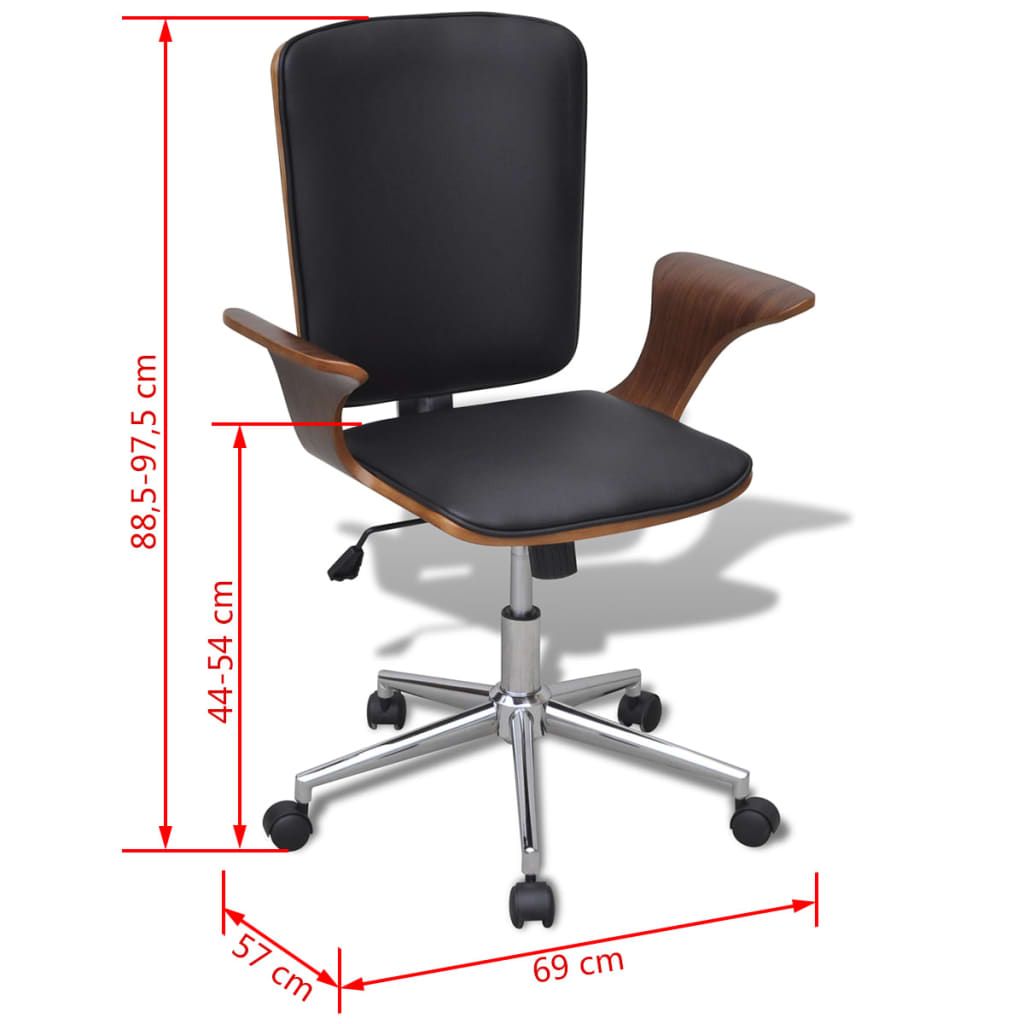 Swivel Office Chair, Bentwood and Faux Leather