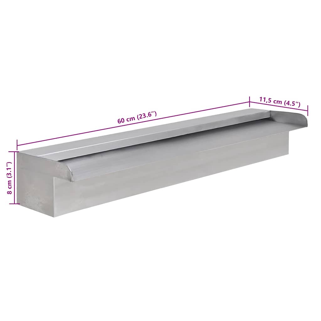 Baseino fontanas, stačiakampio formos, nerūdijantis plienas, 60cm
