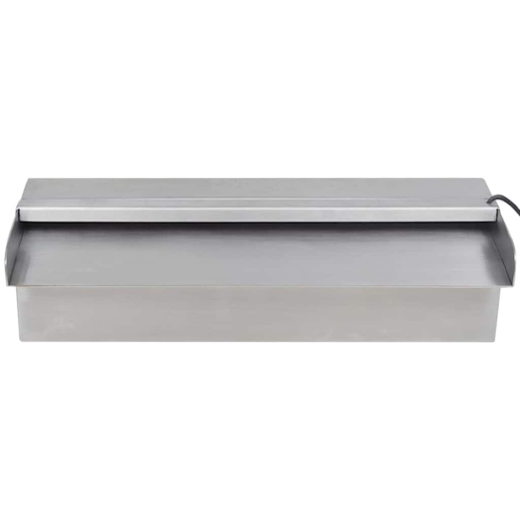 Pool fountain with LED, 30cm, rectangular, stainless steel