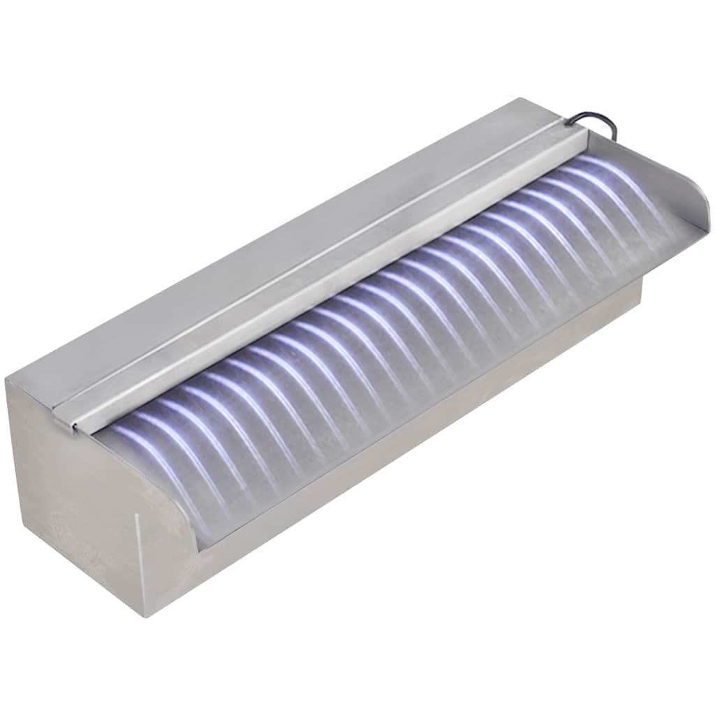 Pool fountain with LED, 30cm, rectangular, stainless steel