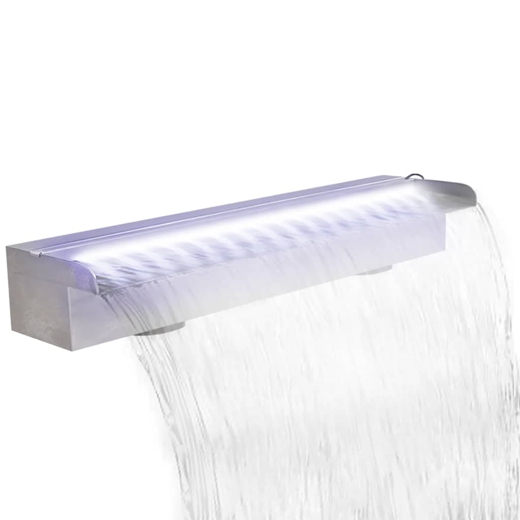 Baseino fontanas su LED, 60cm, stačiak. formos, nerūdijantis plienas