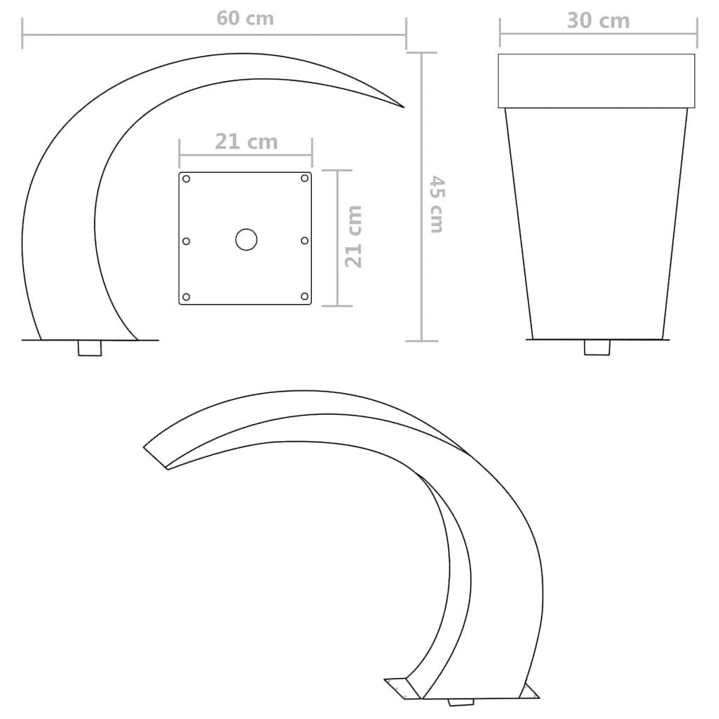 Garden Waterfall/Pool Fountain, Stainless Steel, 45x30x60cm
