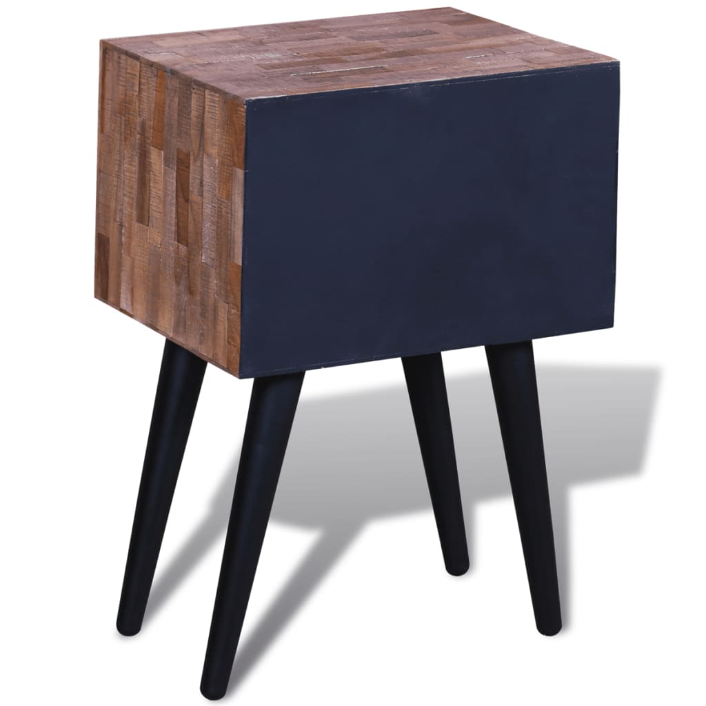 Nightstand with 2 drawers, reclaimed teak wood