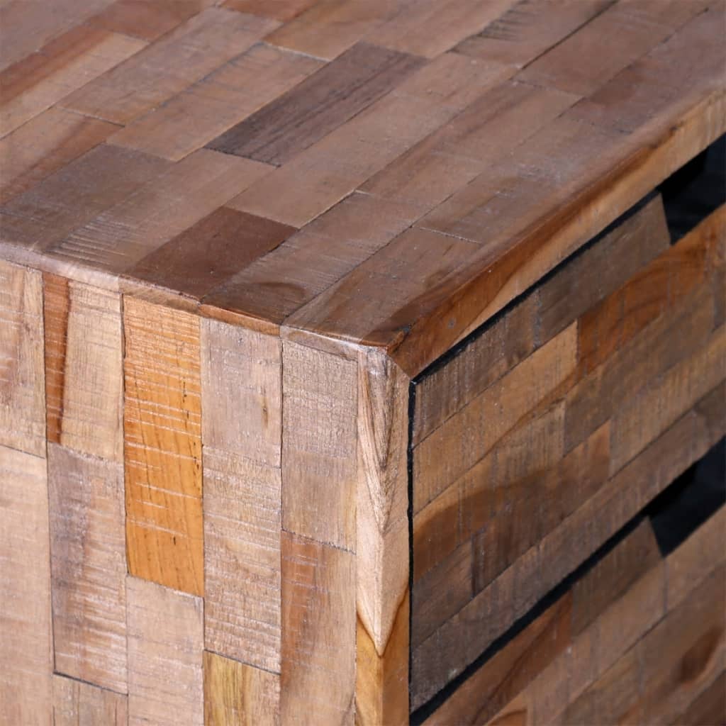 Nightstand with 2 drawers, reclaimed teak wood