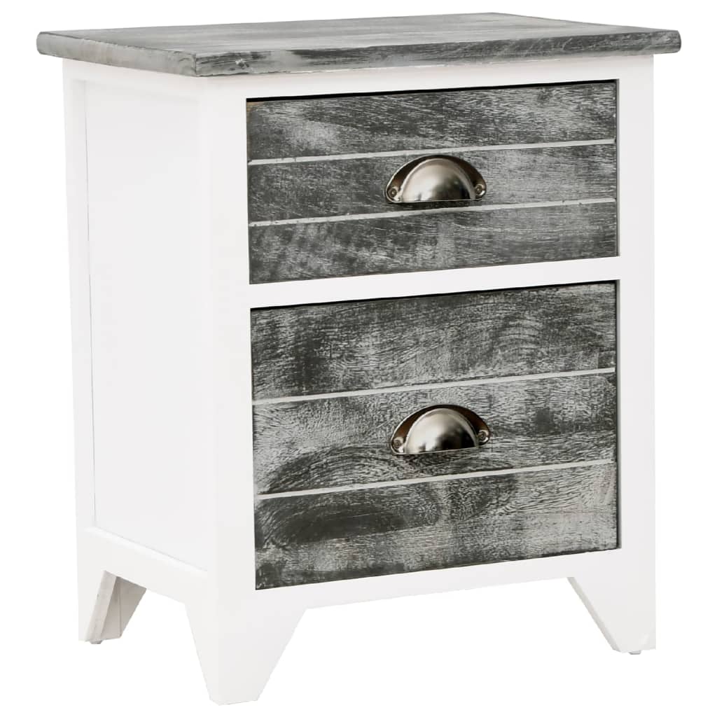 Nightstands, 2 pcs., with 2 drawers, grey and white