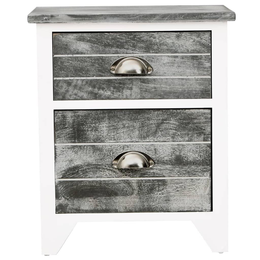 Nightstands, 2 pcs., with 2 drawers, grey and white