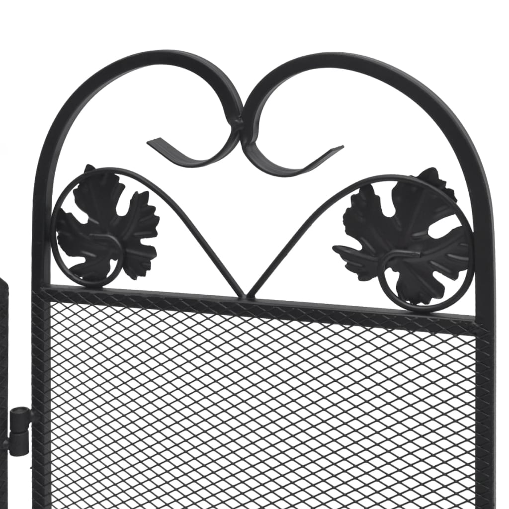 Fireplace screen, black, 3-panel, iron