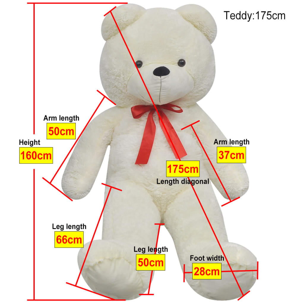 XXL Minkštas pliušinis žaislas meškiukas, baltas, 160cm