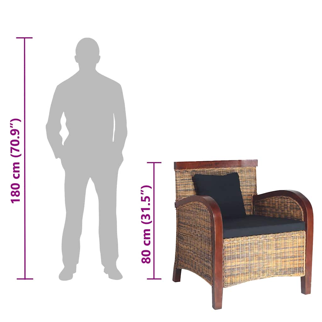 Armchair, handmade, braided rattan