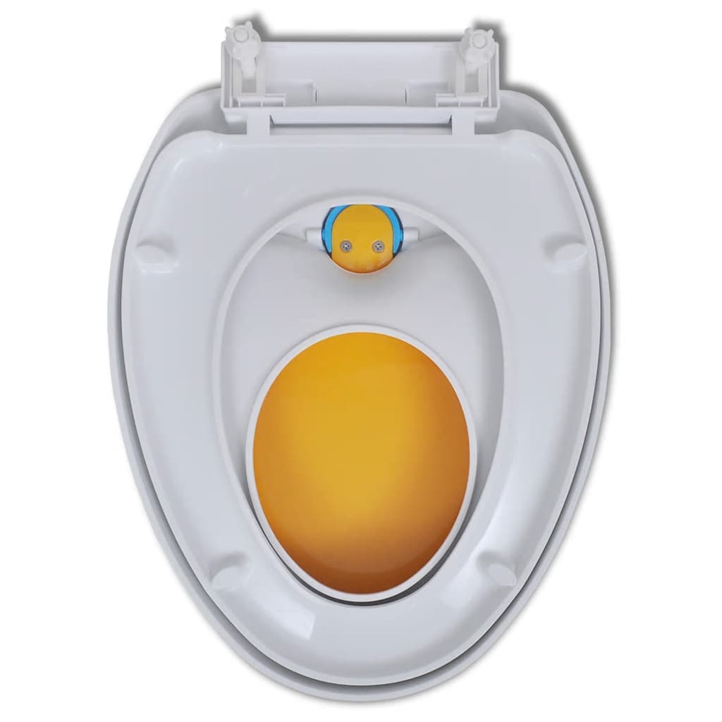 Klozeto sėdynė su Soft Close mechanizmu, balta ir geltona